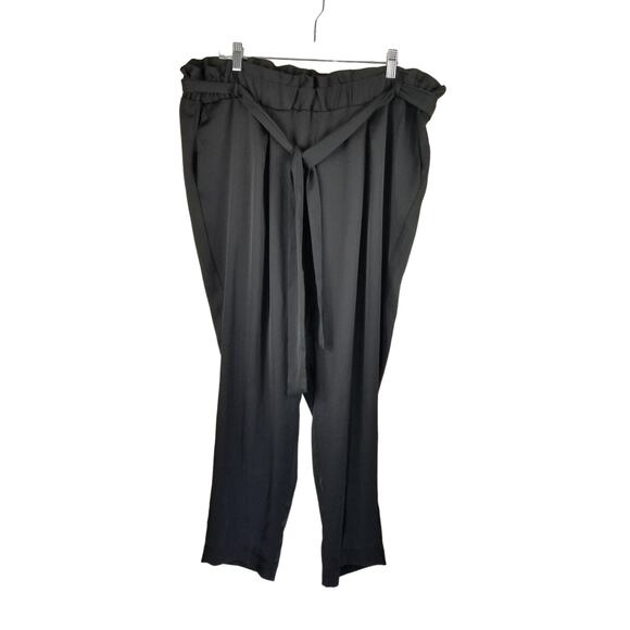 Lane Bryant Black Ruffle Waist Belted Women's Dress Pants Sz 20 - Picture 2 of 5